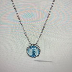 David Yurman Petite Chatelaine Necklace in Sterling Silver with Blue Topaz